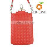 Cellphone Bag Woven Leather Crossbody Case Cover Pouch Purse Hand Bag