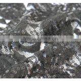 Latest Design Thin Net Embroidered Sequin Fabric, Black Flower Embroidery Sequin Fabric Textile for Dress thumbnail-4
