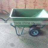 Plastic pneumatic double wheel wheelbarrow for garden WB1006P