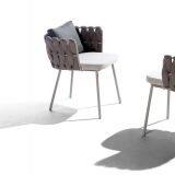 Dining Table And Chair Aluminum Frame10mm Tempered Glass 5CM Axversionn Cushion Rope Weave thumbnail-2