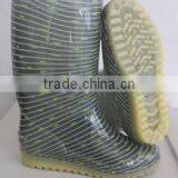 Green Stripe Print Pvc Transparent Gum Boots