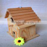 Pine Wood House Toy Wood Bird Nest Artificial Bird Nest With Two Window thumbnail-3
