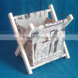 Factory Price Foldable Wooden Newspaper Holder With Fabric Wholesale thumbnail-3