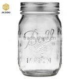 Hot Sale High Quality Glass Mason Jar Drinking Glasses With Tin Lid and Plastic Straws 450ML thumbnail-1