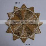 Glass Bead Place Mats in Sun Shape and Two Shades of Gold Colours Available in More Colours and Patterns