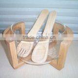 Glass Ice Cream Holder With Wooden Stand thumbnail-1