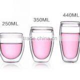 Hot Sale 250ml 350ml Borosilicate Double Wall Glass Cup thumbnail-1