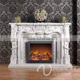 Indoor White Hand-carved Stone Carvings and Sculptures Marble Fireplace thumbnail-5