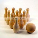 Miniature Wooden Bowling Pin Set With Ball for Kids thumbnail-1