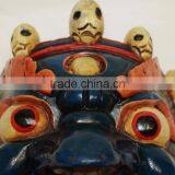 Hand Crafted Wooden Mask of Bhairab Mahakal Wall Hanging Made In Nepal thumbnail-3