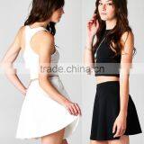 Women Solid Jersey Jumpsuit 2 Piece Outfits Club Dress Bandage Dress Lady Sexy Bodycon Knitted 2pcs Crop Tops and Mini Skirt Set thumbnail-1