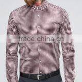 Latest Design Custom Long Sleeve Mens Pre-Shrunk 97% Cotton 3% Elastane Lightweight Check Print Skinny Fit Casual Shirts thumbnail-2