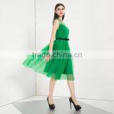 2016 Hot Selling Women Fashion Sleevless Mesh Tutu Evening Dress Green Beaded Short Dress of Evening thumbnail-2