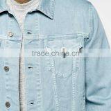 Custom Jacket Light Blue Fashion Style Denim Casual Jacket OEM Factory thumbnail-3
