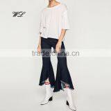 Wholesale Women Custom Top Casual Woman Hollow Buckle T-Shirt China Supplier thumbnail-1