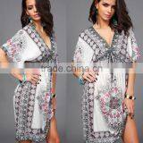 Zm50295b Plus Size Ladies Clothes Wholesale v Neck Sexy Women Dresses thumbnail-4
