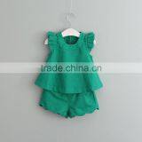 Summer Student 5 Years Old Clothes Welding and Cutting Outfit Pure Green Wave Short Sets thumbnail-1