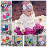 Boutique Shabby Little Girls Flower Head Bands Handmade, Newborn Elastic Hairband Wholesale thumbnail-1