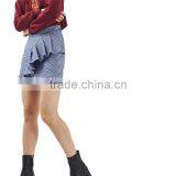 2017 OEM Elegant Sexy Raffle Falbala Plaid Mini Skirt thumbnail-2