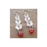 High Quality 925 Sterling Silver Gemstone Earrings with red Zircon for women