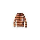 Orange And Brown Stripes Hooded Lovely Anti - Piling Fabric Dyeing Hand Knitted Baby Wear thumbnail-1