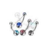 Double Crystal 316L Surgical Stainless Steel CZ Stone Belly Ring Jewelry For Anniversary thumbnail-1