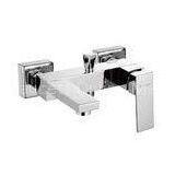Brass Two Hole Wall Mounted Bath Taps And Square Body For Shower thumbnail-1