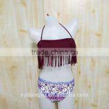 Yellow Rose Palm Tree Swimwear Bikini/ Kohi Latest Fashion Shell Mermaid Bikini Swimwear thumbnail-5