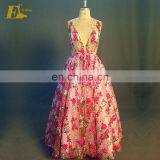 Sexy Deep V Neck Colorful Lace Long Beaded Evening Prom Dress