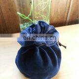 high quality blue round bottom velvet pouch for jewelry