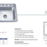 2522 Topmount Single Bowl Stainless Steel Kitchen Sink (966) thumbnail-2