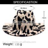 2021 New Fashion Cow Print Pattern Leopard Wide Brim Wool Felt Hat Fedora Hats for Women Men thumbnail-5