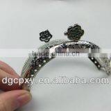Nickel Metal Purse Frame With White Flower Cute Lock Fashion Style