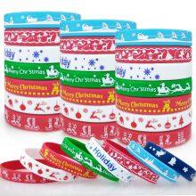 Free Sample Promotional Festive Durable Customized Christmas Silicone Bracelets Perfect for Christmas Holiday thumbnail-2