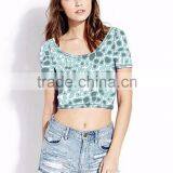 (Trade Assurance)Young Aloud SHORT SLEEVES CROP TOP thumbnail-2