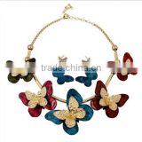 New Brand fashion brand full Butterfly charm pendant accessories necklaces earrings jewelry set big promotion items sets 2015
