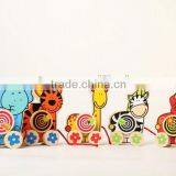 Wooden Pull Along Toy Wild Animals for Kids thumbnail-1