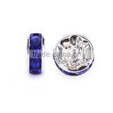 Silver Plated Sapphire Color #206 Rhinestone Jewelry Rondelle Spacer Beads Variation Color and Size 4mm/6mm/8mm/10mm thumbnail-2