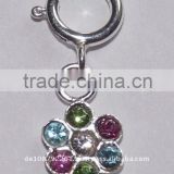 Nail piercing FLOWER nail dangle 925 sterling silver / multicolor