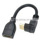 CHEERLINK Right Angle HDMI 1.4 Male to Female Extension Cable - Black (15cm) thumbnail-1