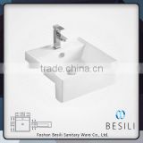 Bathroom semi recessed basin art ceramic wash basin D8225