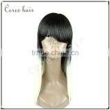 Black and White Two Tone Ombre Synthetic Fiber Wig Long Neat Bang Silk Straight Hair Wig for Black Women thumbnail-2