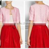 2015 Spring/summer Ladies Short Sleeve Pink Jacquard Jacket SYA15057 thumbnail-1