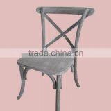 Oak Wood French Style Antique Stacking Cross Back Wedding Dining Chair thumbnail-5
