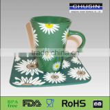 promotion flower ceramic mug with silicone lid