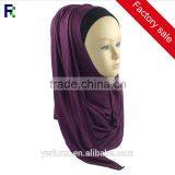 Fashion Beauty Women Muslim Jersey Cotton Solid Color Scarf Plain Hijabs thumbnail-1