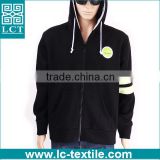Slim fit zipper-up thick cotton black crop hoodies for men
