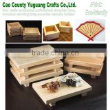 wooden serving tray for sushi,serving tray with legs,different shapes sushi wood tray