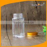 Clear 100ml PET Plastic Medicine Bottle With Golden Screw Lid thumbnail-4