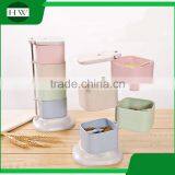 Plastic Square Totate 4 Compartments Seasoning Pot Condiment Container Spice Rack Pots Box Tin Bottle Jar With Spoon thumbnail-1